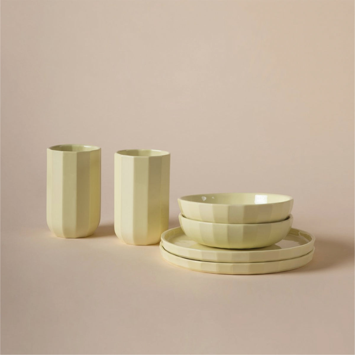 FACET Teller | Porzellan Lemon Gelb