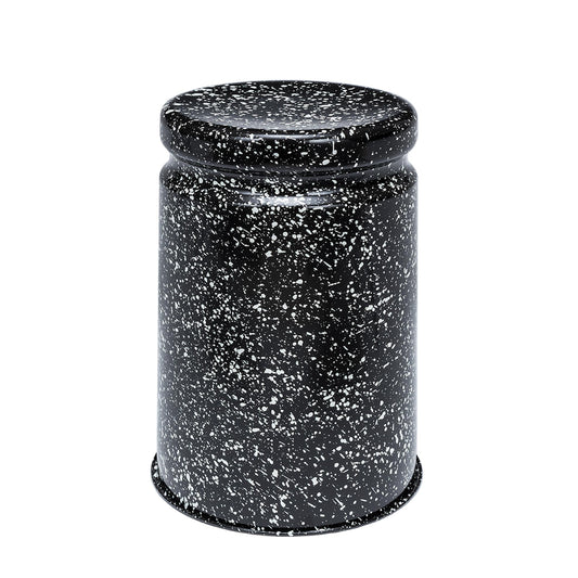 LAST Hocker | Stahl Emaille Schwarz + Weiß