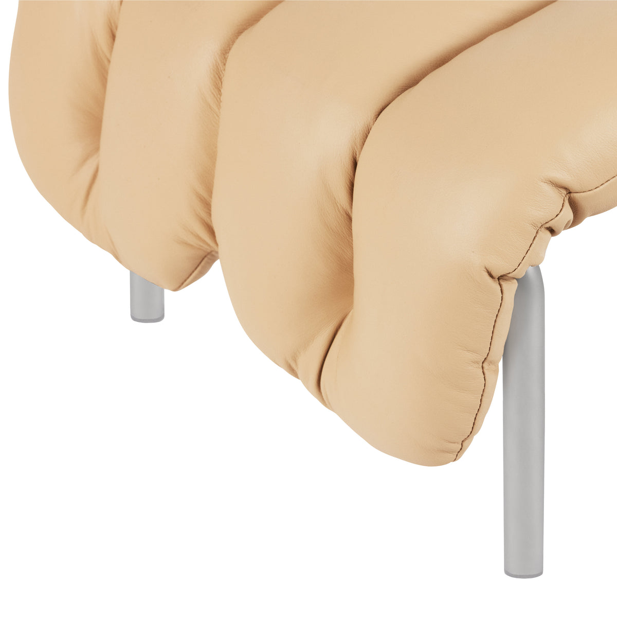 PUFFY Ottomane | Edelstahl Leder Sand