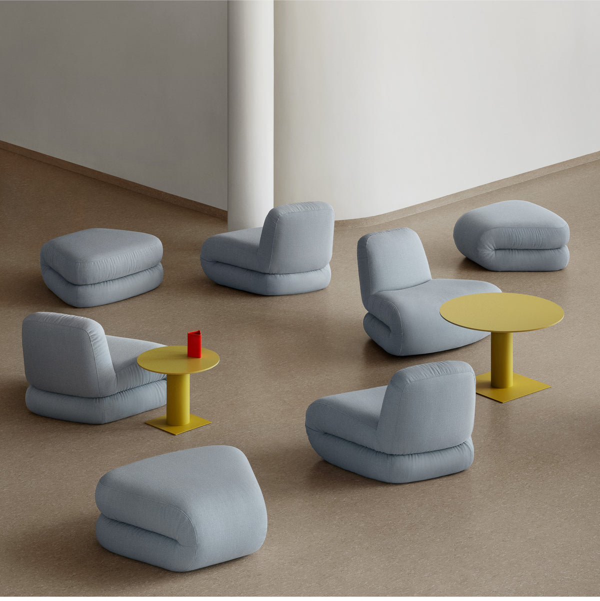 BAU Sofamodul Pouf 45° Closed | Hellblau