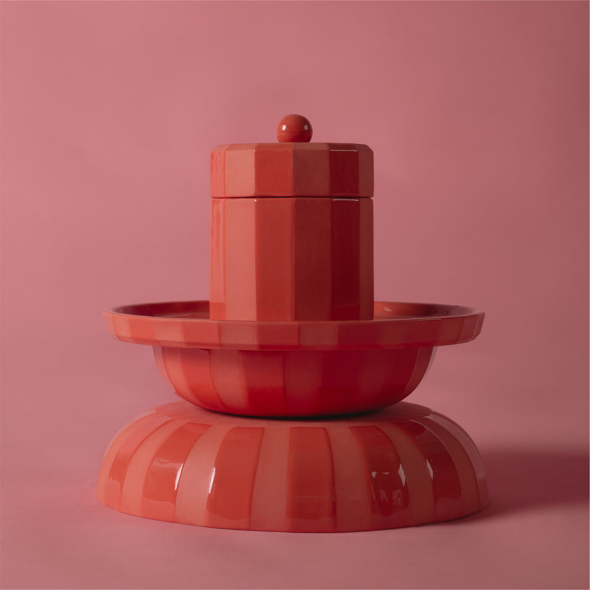 FACET Teller | Porzellan Poppy Rot