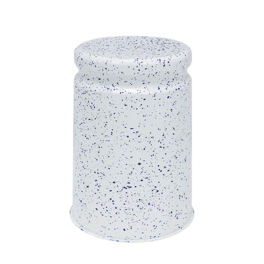 LAST Hocker | Stahl Emaille Weiß + Blau